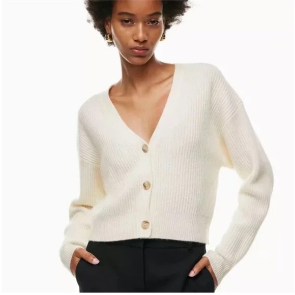 Babaton Sweaters - Babaton Cashmere cream crop cardigan sweater. Size S